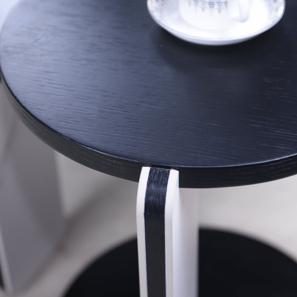 English Elm Set of 2 Round Sintered Stone Nesting Tables Sleek Modern Accent for Living Rooms W2899P405894
