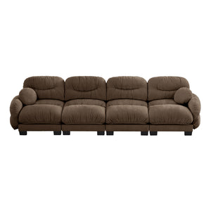 English Elm Pleated Chenille Modular Sofa with Ergonomic Foam Cushions and Sculptural Curved Armrests Brown W5656S00061