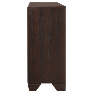 English Elm Harrison Mid-Century 6-Drawer Dresser in Dark Cocoa Finish with Tapered Legs, Sleek Black-Trim Accents Dark Brown B062P378457