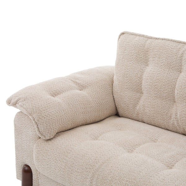 English Elm 83.5 In. Three Seat Boucle Sofa with Looped Texture and Lumbar Support for Living Rooms Beige N773IS00096B