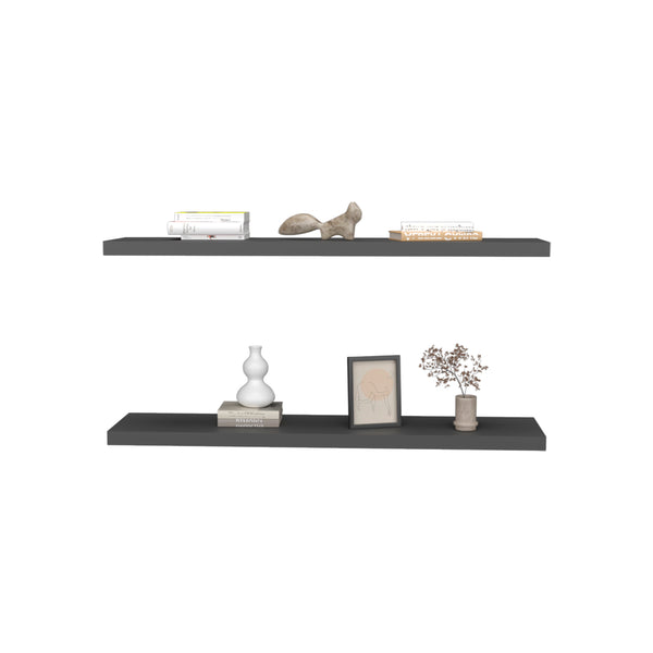 English Elm Floating Shelf Lyle Matte Gray - Set of 2 Engineered Wood Wall Shelves 47.2" Space-Saving Display Solution B092P238729