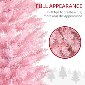 English Elm Homcom 5' Slim Pink Pre-Lit Noble Fir Christmas Tree With 110 Led Lights For Cozy Holiday Decor W2225P249646