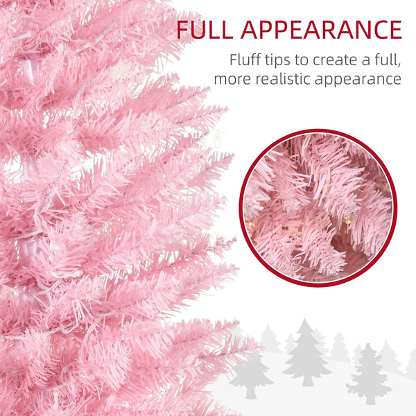 English Elm Homcom 5' Slim Pink Pre-Lit Noble Fir Christmas Tree With 110 Led Lights For Cozy Holiday Decor W2225P249646