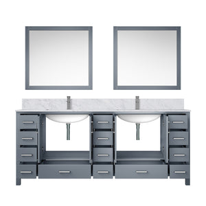 English Elm Dark Grey Double Bath Vanity Set With Carrara Marble Top, Chrome Faucet, And Elegant 34" Mirrors B2731S01063