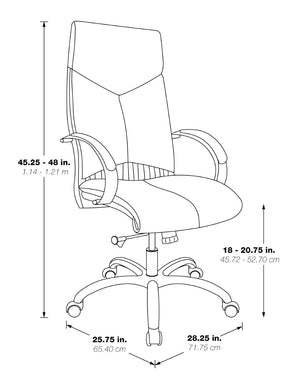 OSP Home Furnishings Deluxe Executive Top Grain Leather Office Chair with Lumbar Support and Chrome Arms High 8200