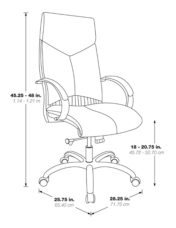 OSP Home Furnishings Deluxe Executive Top Grain Leather Office Chair with Lumbar Support and Chrome Arms High 8200