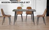 English Elm 1 Table and 4 Chairs Set.Gray Wood Grain Table With Mdf Tabletop and Black Iron Legs.A Set Of 4 Modern Medieval Style Chairs, Equipped With Soft Cushions and Black Metal Legs.Dt-1226,B0501A