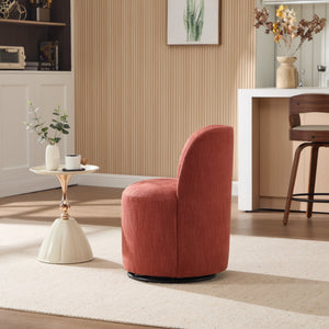 English Elm Set Swivel Barrel Accent Chair Armless Linen Upholstered Compact Seat for Dining Vanity Bedroom Orange W3244P454057