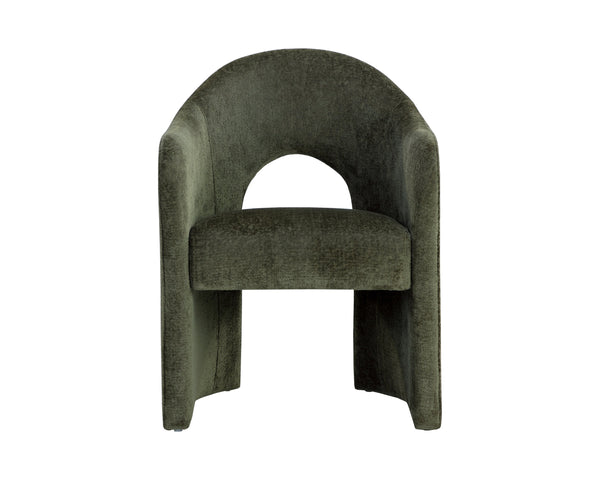 Sunpan Anaya Dining Armchair - Elegant Curved Design for Ultimate Comfort in Contemporary Dining Spaces Bergen Olive
