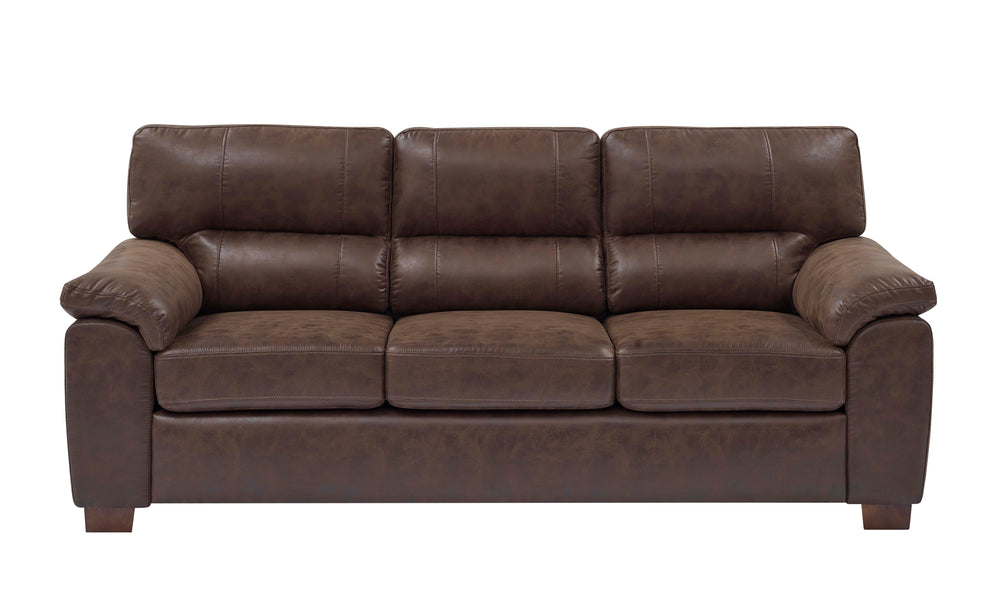 English Elm Vintage Tufted Leather Three Seat Sofa with Rolled Arms for Classic Living Rooms B343S00045