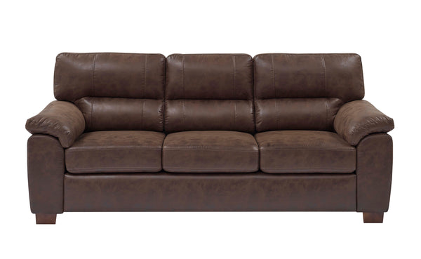 English Elm Vintage Tufted Leather Three Seat Sofa with Rolled Arms for Classic Living Rooms B343S00045
