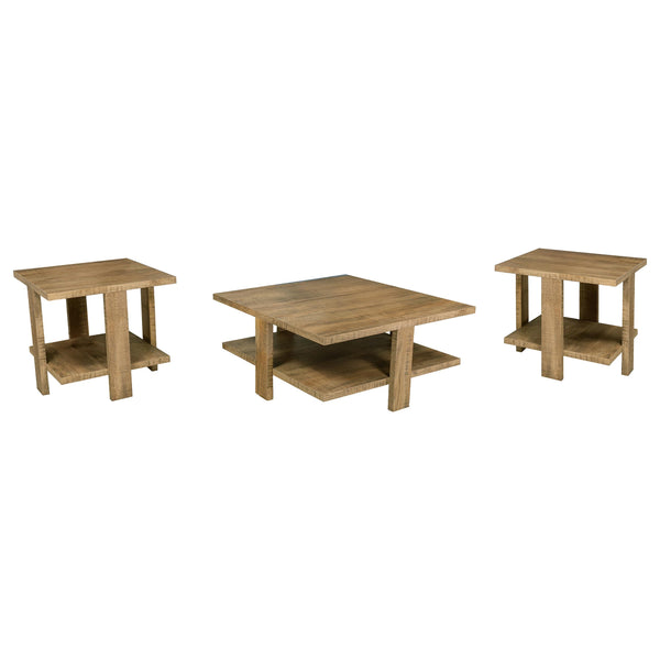 English Elm Runnion Rustic Mango Wood 2 Piece Coffee and End Table Set with Open Shelves B062S01478