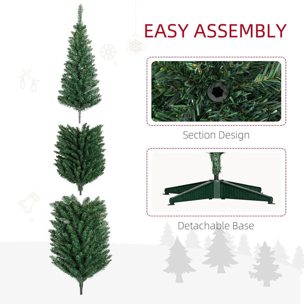 English Elm 7ft Matte Black Pencil Christmas Tree with 250 Warm Led Lights for Small Spaces T3971P400969