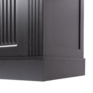 English Elm 63" Fluted Sideboard Buffet Cabinet with Coffee Bar Storage, 4 Doors 3 Drawers, Smooth Silent Slides Black W2917P319112