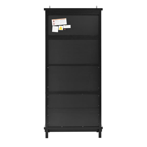 English Elm 70" Tall Pantry Cabinet Rubberwood Legs Three Drawers Six Door Shelves Kitchen Storage Black N762P326960B