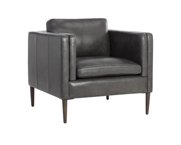 Sunpan Richmond Armchair - Modern Comfort with Top Grain Leather and Solid Wood Legs for Stylish Spaces Brentwood Charcoal Leather V2