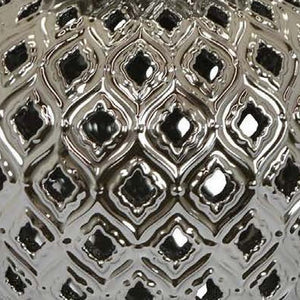 English Elm Deni Silver Porcelain Temple Jar with Pierced Lattice Lid for Mantel or Shelf Display B056P416854