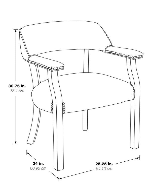 OSP Home Furnishings Traditional Guest Chair with Brass Nailhead Trim and Mahogany Frame for Office Use TV230-JT4