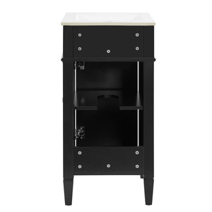 English Elm 16-inch French Style Freestanding Vanity Set with Ceramic Sink and Soft Close Cabinet Black N710P405388B