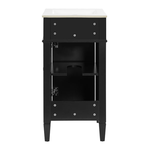 English Elm 16-inch French Style Freestanding Vanity Set with Ceramic Sink and Soft Close Cabinet Black N710P405388B