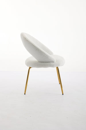 English Elm 061-Set Of 1 Cozy Teddy Fabric Dining Chair With Curved Backrest & Chic Gold Legs For Modern Spaces W527P255479
