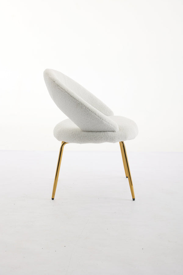 English Elm 061-Set Of 1 Cozy Teddy Fabric Dining Chair With Curved Backrest & Chic Gold Legs For Modern Spaces W527P255479