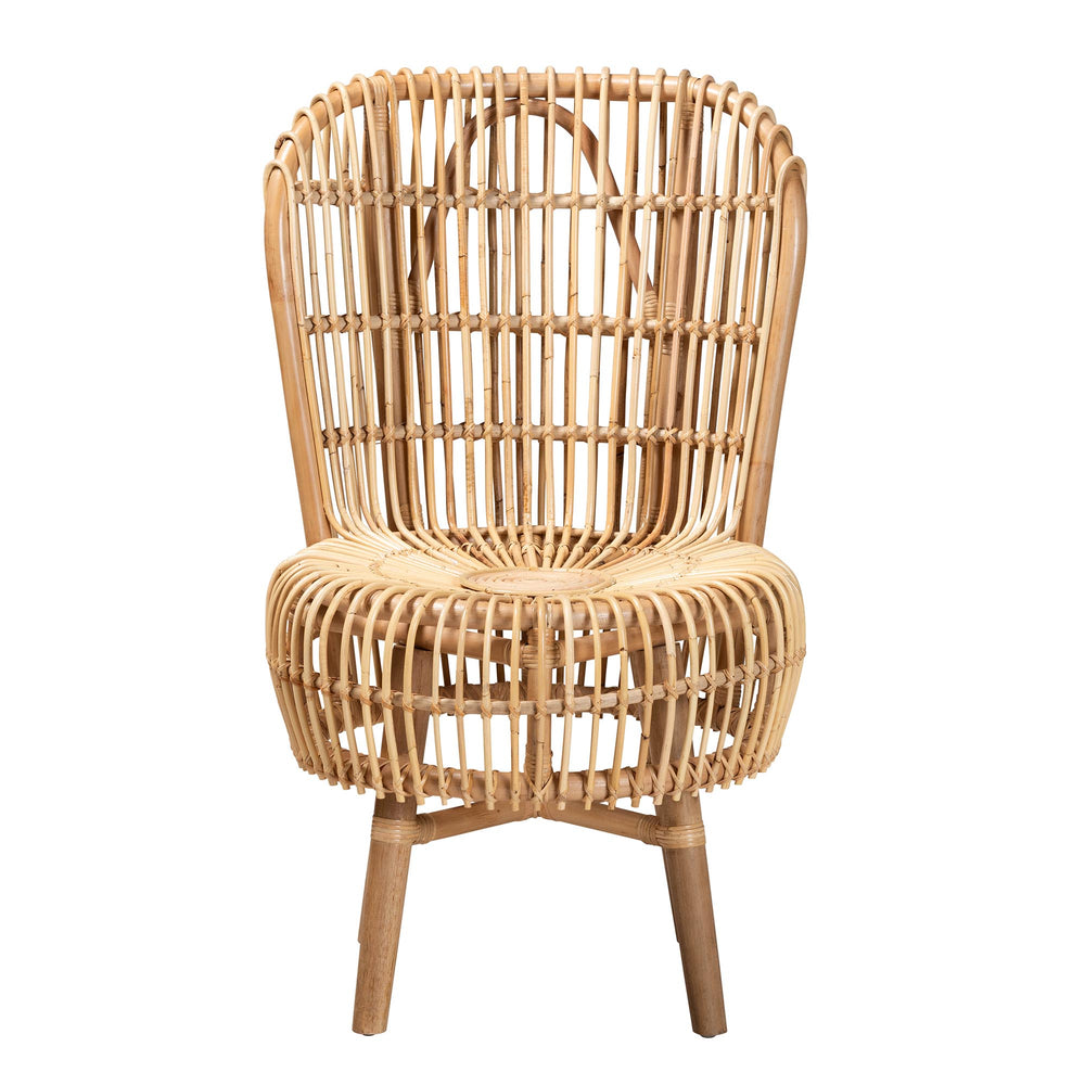 English Elm Bohemian Natural Rattan Accent Chair with Braided Arms for Eclectic Living Rooms B2750P467679