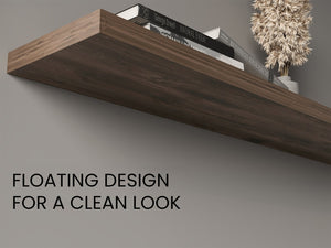English Elm Ecco 47" Floating Shelves Set of 2 - Dark Brown Matte Particleboard, Hidden Brackets, Sturdy Stylish Storage B200P368122