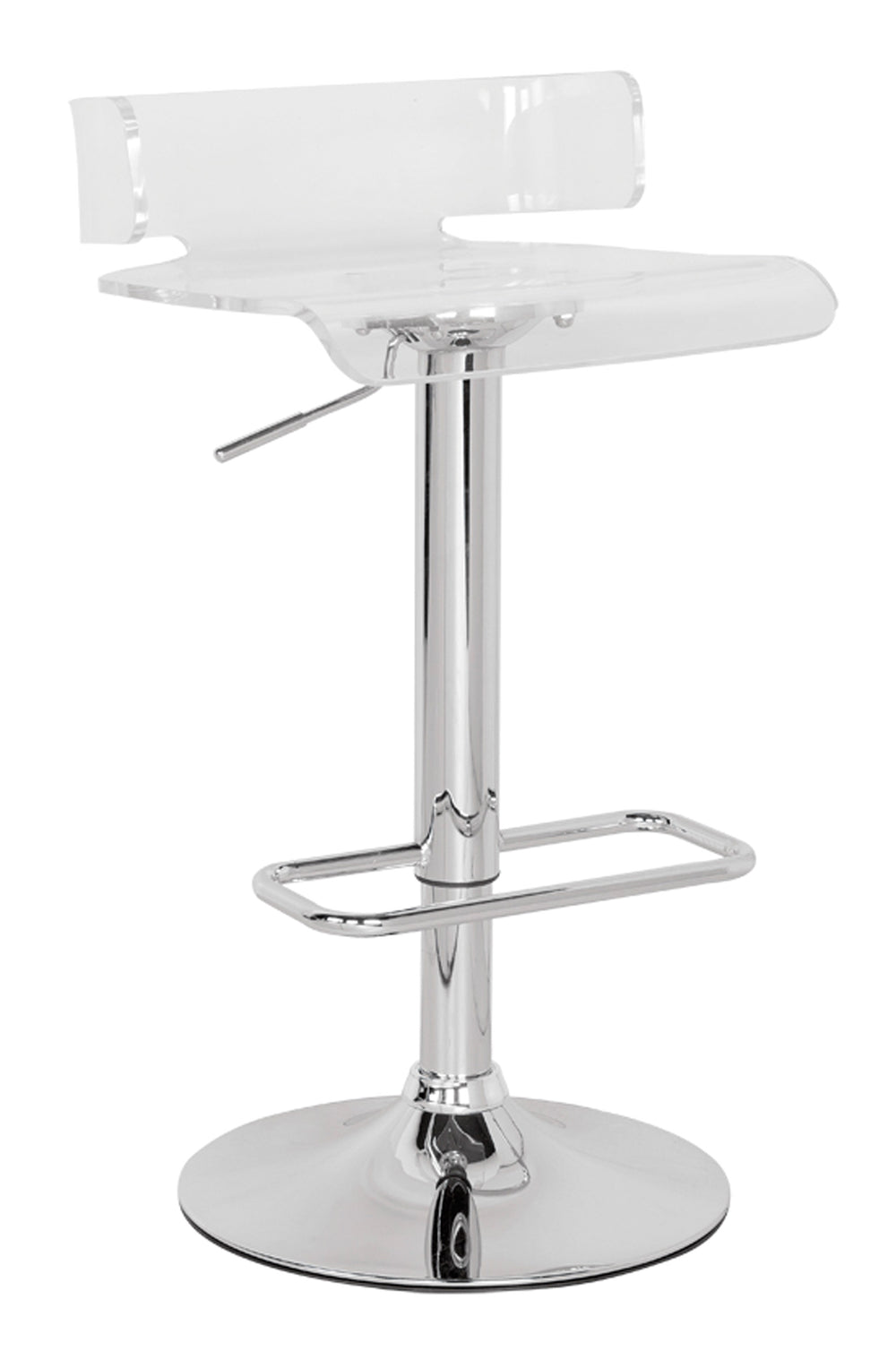 English Elm Rania Clear Acrylic Adjustable Swivel Stool with Chrome Base, Footrest & 22"-31" Lift Height - Modern B2726P338127