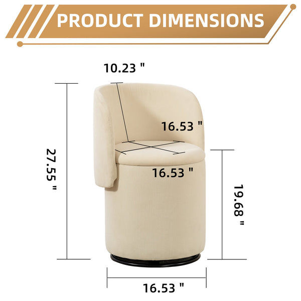 English Elm Stylish Barrel Swivel Accent Chair Upholstered Seat with Storage for Vanity or Dining W3248P424639