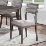 Grey Upholstered Dining Chairs, Set of 2, Ladder Back, Cushioned Seats, Sturdy Design, 18x21x36