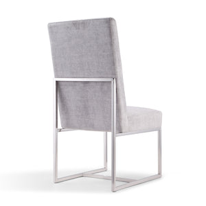 English Elm Element Gray Velvet Dining Chair - Modern Design With Chrome Frame, Plush Comfort & No Assembly Needed B365P397839