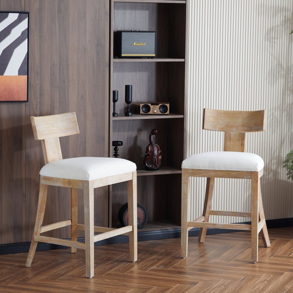 English Elm 27" Armless Counter Stools Set of 2 Padded Rubberwood Kitchen Island Seating N780P403744F