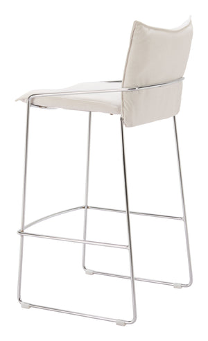Zuo Modern Pola Barstool - Chic Faux Leather Seating With Plywood And Chrome Steel For Modern Hospitality Spaces White 100% Polyester,Plywood,Steel 110875-zuo-modern