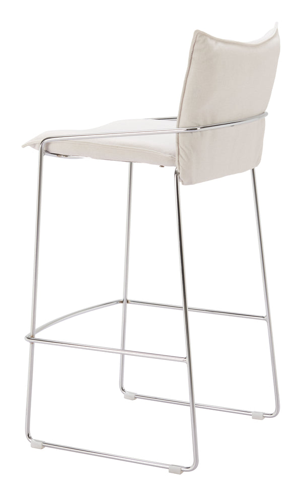 Zuo Modern Pola Barstool - Chic Faux Leather Seating With Plywood And Chrome Steel For Modern Hospitality Spaces White 100% Polyester,Plywood,Steel 110875-zuo-modern