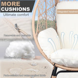 English Elm 2 Pieces Patio Pe Wicker Egg Chairs Model 3 With Natural Color Rattan Beige Cushion