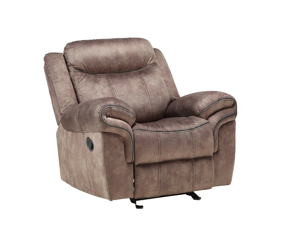 English Elm Zubaida Velvet Glider Recliner with Tufted Tight Back, Pocket Coil Seat & Pillow-Top Arms, 65" Chocolate 41 L x 31 W x 26 H B2726P253083