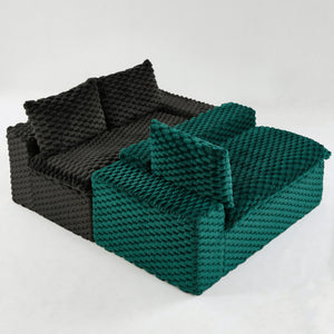 English Elm Luxury Color-Block Turtle Velvet Sofa - Versatile Seating For Modern Living Rooms, Cozy Style & Comfort W3371S00055