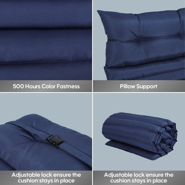 English Elm 2Pcs Set Navy Blue Outdoor Lounge Chair Cushions - Durable, Comfortable, Easy-Care For Relaxation! W419142372