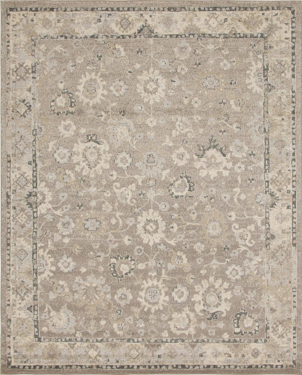 Unique Loom Penrose Krystle Machine Made Floral Rug Beige Brown, Gray/Ivory 8' 0" x 10' 0"
