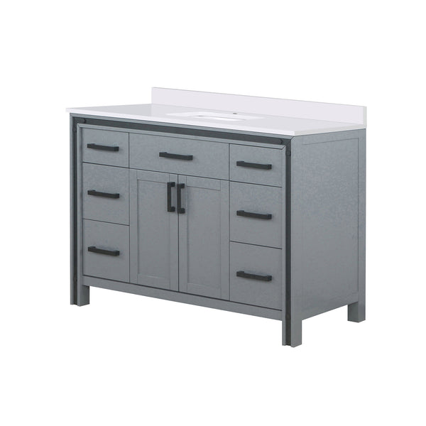 English Elm Dark Grey Bath Vanity 48" W X 22" D With White Quartz Top, Solid Wood, Soft-Close Storage Solution B2731P260605