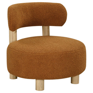 English Elm Modern Boucle Upholstered Barrel Accent Chair with Plush Round Seat, Slim Back & Natural Wood Legs Orange 30.51 L x 30.51 W x 30.1 H B011P308570