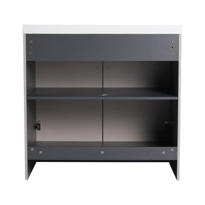 English Elm 36" Freestanding Bathroom Vanity with Resin Sink, Soft-Close Doors, Adjustable Shelf & 3 Handles W999S00336