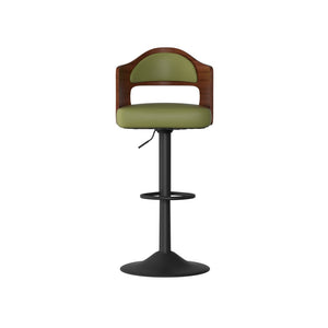 English Elm Swivel Bar Stools Set Of 2 - Adjustable Height, Stylish Green Pu Leather Upholstery For Comfort T3950P394220-GIGA