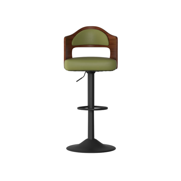 English Elm Swivel Bar Stools Set Of 2 - Adjustable Height, Stylish Green Pu Leather Upholstery For Comfort T3950P394220-GIGA