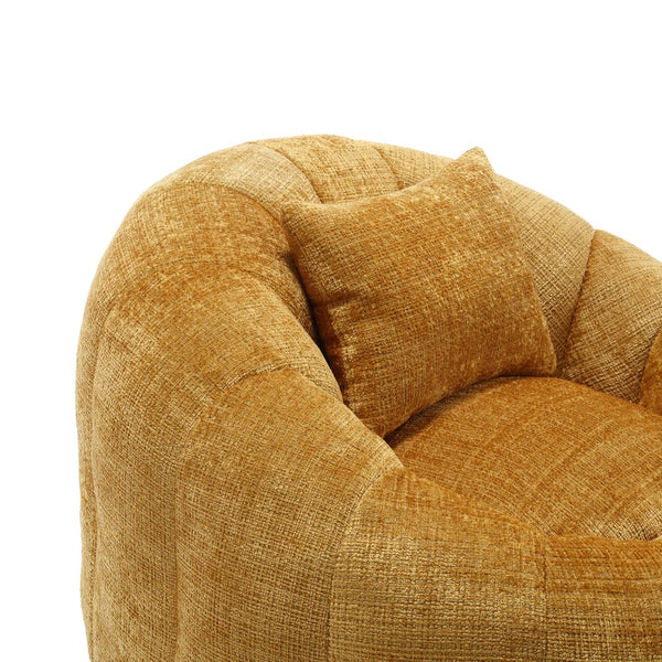 English Elm UNITED Cloud-Luxe Chenille Memory Foam Bean Bag Chair with Ottoman and Pillow for Ultimate Comfort Yellow W1568P361698