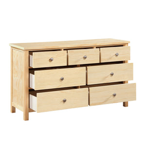 English Elm Transitional 7-drawer Pine Wood Dresser with Chrome Knobs for Master Bedroom B011P473070