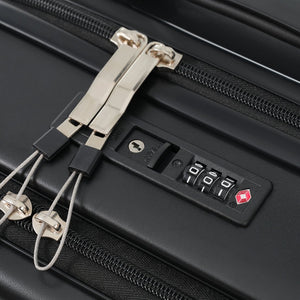 English Elm Front Access Hardside 3 Piece Travel Set with Usb Port Spinner Wheels and Tsa Lock Black N732P326130B