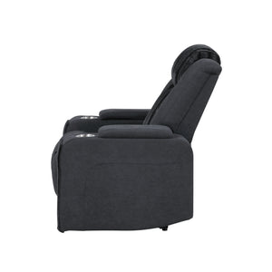 English Elm Duran Power Recliner with Led Lighting Usb Charging and Adjustable Headrest Support Black B201P412675