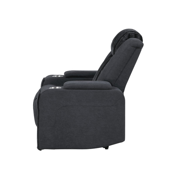 English Elm Duran Power Recliner with Led Lighting Usb Charging and Adjustable Headrest Support Black B201P412675